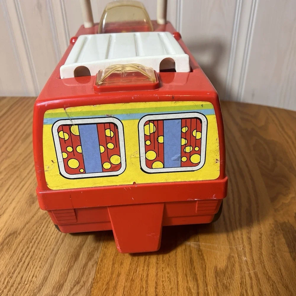 Vintage Playskool Pop N Ride Van 1970s Red Push Ride On Popper Toy